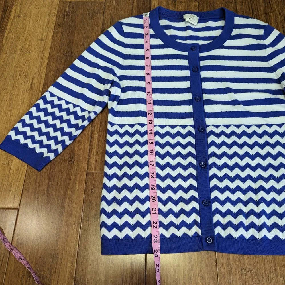 Kate Spade Blue & White Striped Cardigan Sweater